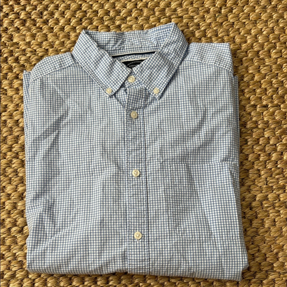 Non-Iron Twill Gingham Shirt - Light Blue
